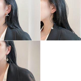 Faux Pearl Rhinestone Fringed Earring 1 Pairs - Silver Needle - Gold-plated - As Shown In Figure - One Size