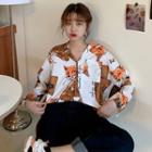 Long Sleeve Fox Print Shirt As Shown In Figure - One Size