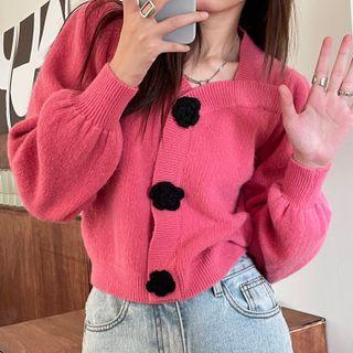 Flower Puff-sleeve Sweater