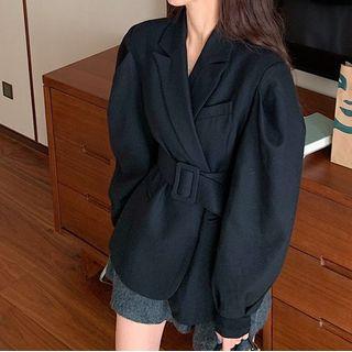 Set: Lantern-sleeve Blazer + Belt