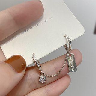 Hoop Chained Earring 1 Pair - As Shown In Figure - Earring - One Size