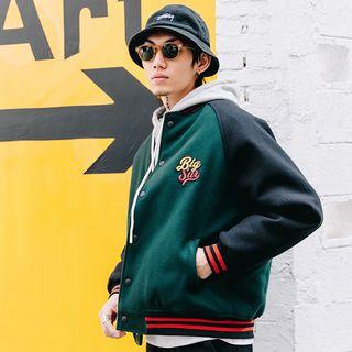 Lettering Color Block Padded Baseball Jacket