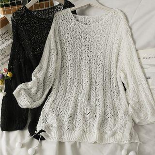 Pompom-accent Loose-fit Light Top