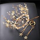 Set: Wedding Rhinestone Star Tiara + Star Fringed Clip-on Earring