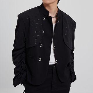 Mock Two-piece Lettering Panel Blazer