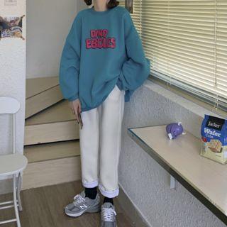 Cartoon Print Pullover / Straight-cut Pants