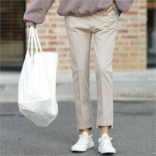 Drawstring-waist Cropped Wool Blend Pants