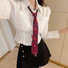 Cropped Shirt With Necktie / Pleated Mini A-line Skirt / Set