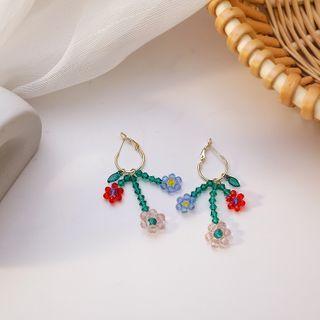 Beaded Flower Dangle Earring As Shown In Figure - One Size