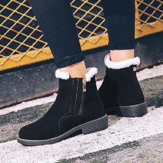 Faux-suede Panel Ankle Boots