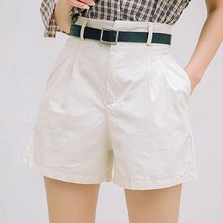 Plain Denim Wide-leg Shorts