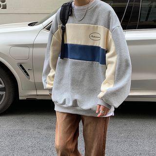 Long-sleeve Color Block Embroidered Sweatshirt