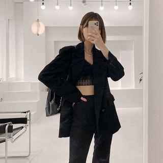 Double-breasted Formal Blazer Black - One Size