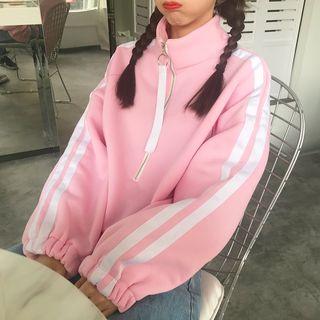 Contrast Trim High-neck Pullover