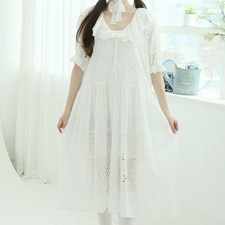 Eyelet-lace Midi Shirtdress White - One Size