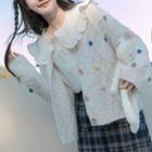Bead Cardigan Grayish Beige - One Size