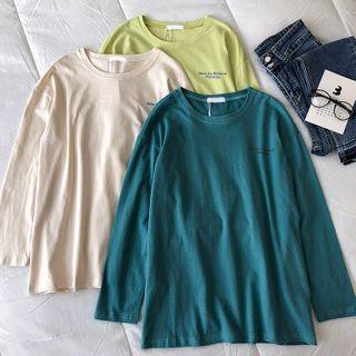 Long-sleeve Round Neck Lettering Print T-shirt