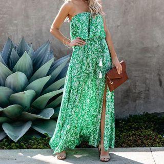 Strapless A-line Maxi Dress