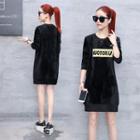 Pleuche Lettering Pullover Dress