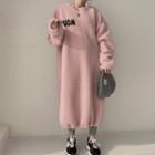 Letter Applique Fleece Sweatshirt Dress