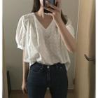 Short-sleeve Plain Lace Blouse