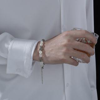 Cross Glass Bead Rhinestone Stainless Steel Bracelet (various Designs)