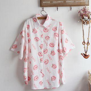 Short-sleeve Peach Print Shirt