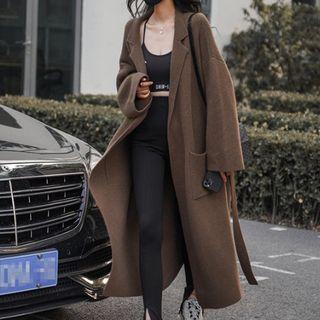 Plain Midi Cardigan Dark Brown - One Size