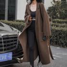 Plain Midi Cardigan Dark Brown - One Size