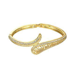Elegant And Fashion Plated Gold Geometric Openwork Bracelet With Cubic Zircon Golden - One Size