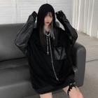 Faux Leather Panel Sweatshirt Black - One Size