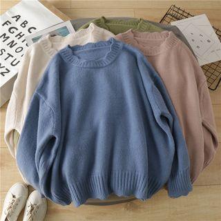 Scallop Trim Oversize Sweater