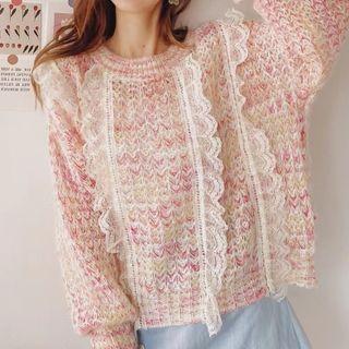 Lace Trim Mohair Cardigan