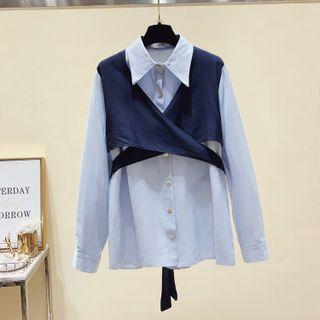 Mock Two-piece Crisscross Shirt