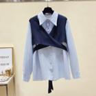 Mock Two-piece Crisscross Shirt
