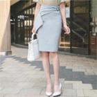 Buckled Ruffle-trim Pencil Skirt