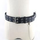 Chained Faux Leather Belt Black - 105cm