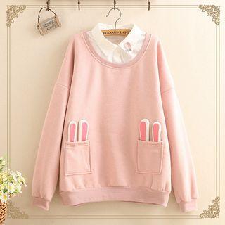 Mock Two-piece Rabbit Ear Sweatshirt