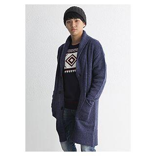 Shawl-lapel Wool Blend Cardigan