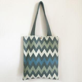 Chevron Canvas Shopper Bag As Shown In Figure - 30cm X 35cm