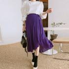 Wrap-front Pleated Skirt Violet - One Size