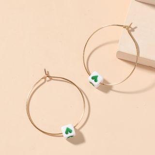 Heart Cube Resin Alloy Hoop Earring