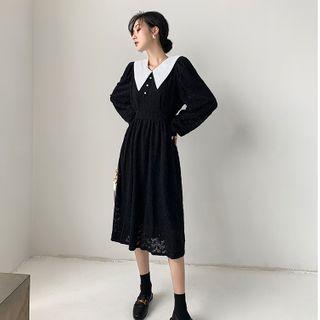 Color-block Lace A-line Dress