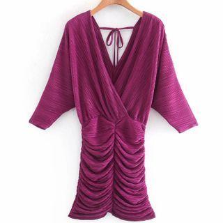 Shirred Short-sleeve Mini Dress