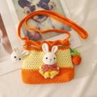 Rabbit Crochet Knit Crossbody Bag Orange - One Size