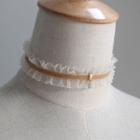 Retro Frilled Trim Choker Brown - One Size
