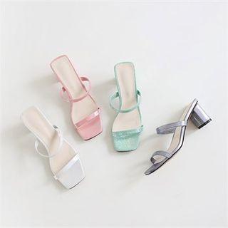 Block-heel Glitter Sandals