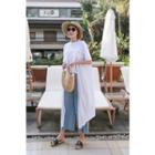 Shirred-trim Dip-back Top