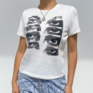 Short-sleeve Eyes Printed T-shirt