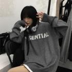 Lettering Print Sweater Dark Gray - One Size